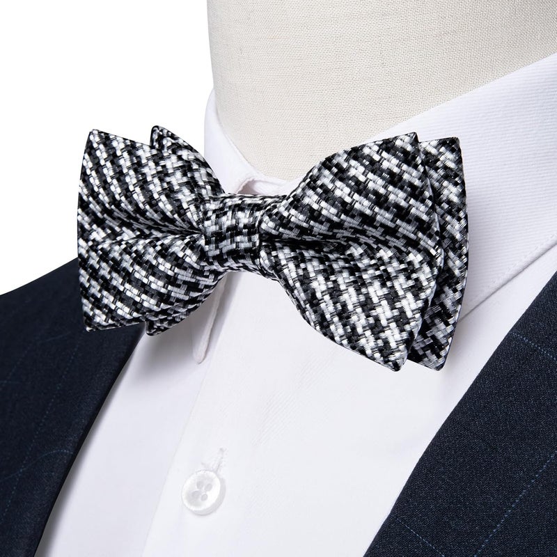 DiBanGu Boys Pre-tied Bow Tie,Silk Adjustable Bowtie and Pocket Square for Age 8-14 Kids Bowtie Wedding School Ceremony Party - Image 2
